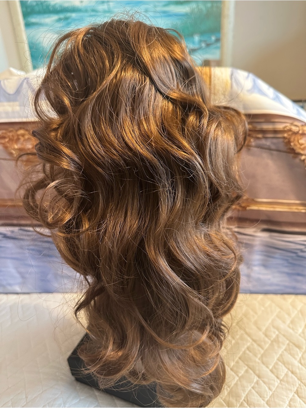 🎄 Long curly chestnut brown claw clip ponytail hairpiece voluminous waves
